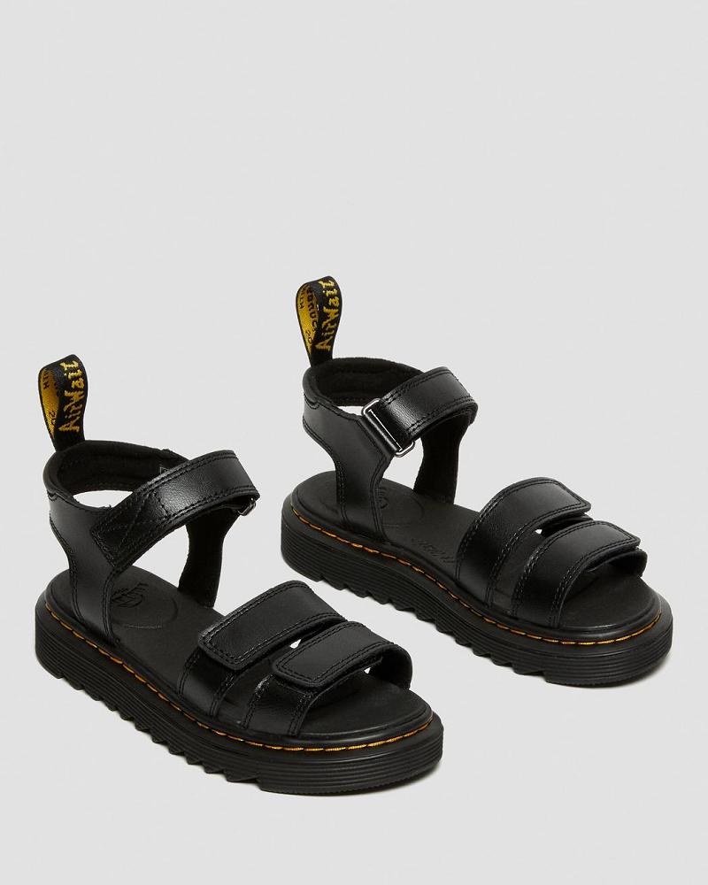 Dr Martens Junior Klaire Leren Riemen Sandalen Kinderen Zwart | NL 107PJJ